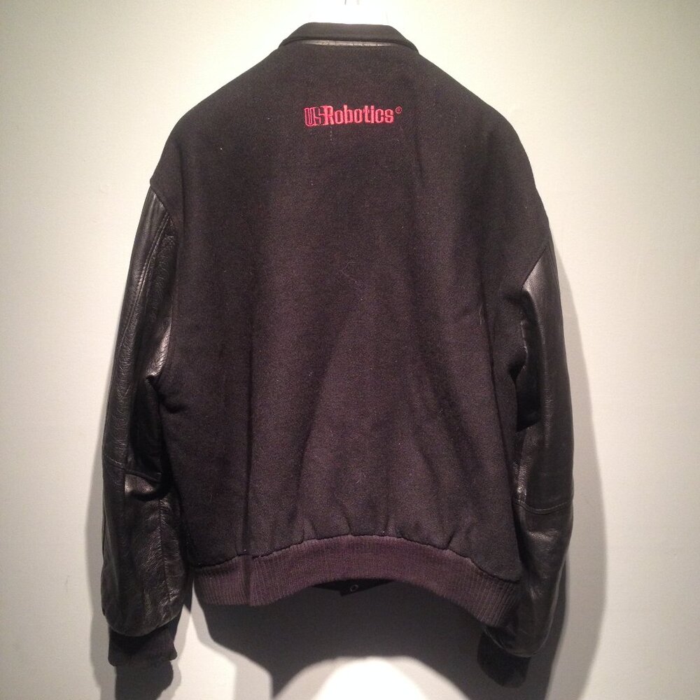 US Robotics Varsity Jacket with Leather Sleeves